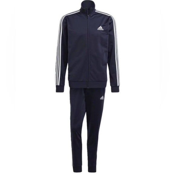 Adidas Tracksuit Mens 3 Stripes Blue & White Jacket & Joggers Size Small (NWT)